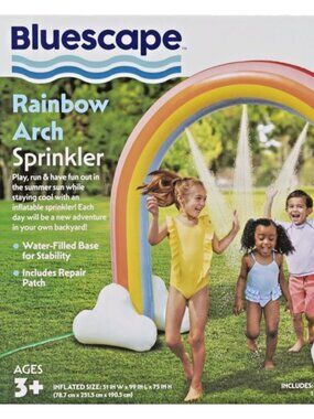 Bluescape Rainbow Arch Inflatable Sprinkler Over 6 Feet Tall Age 3+ NEW